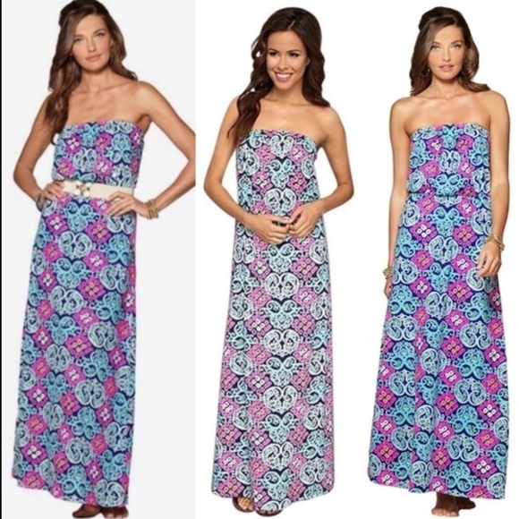LILLY PULITZER Marlisa Maxi Dress Behind the Gate Strapples - Picture 1 of 7